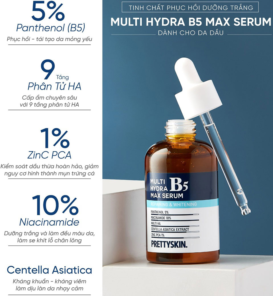 Tinh chất Pretty Skin Multi Hydra B5 Max Serum cho da dầu mụn