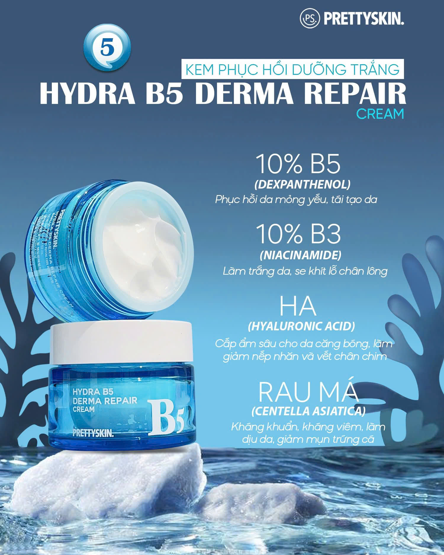Trọn bộ B5 dưỡng trắng phục hồi giúp da căng bóng