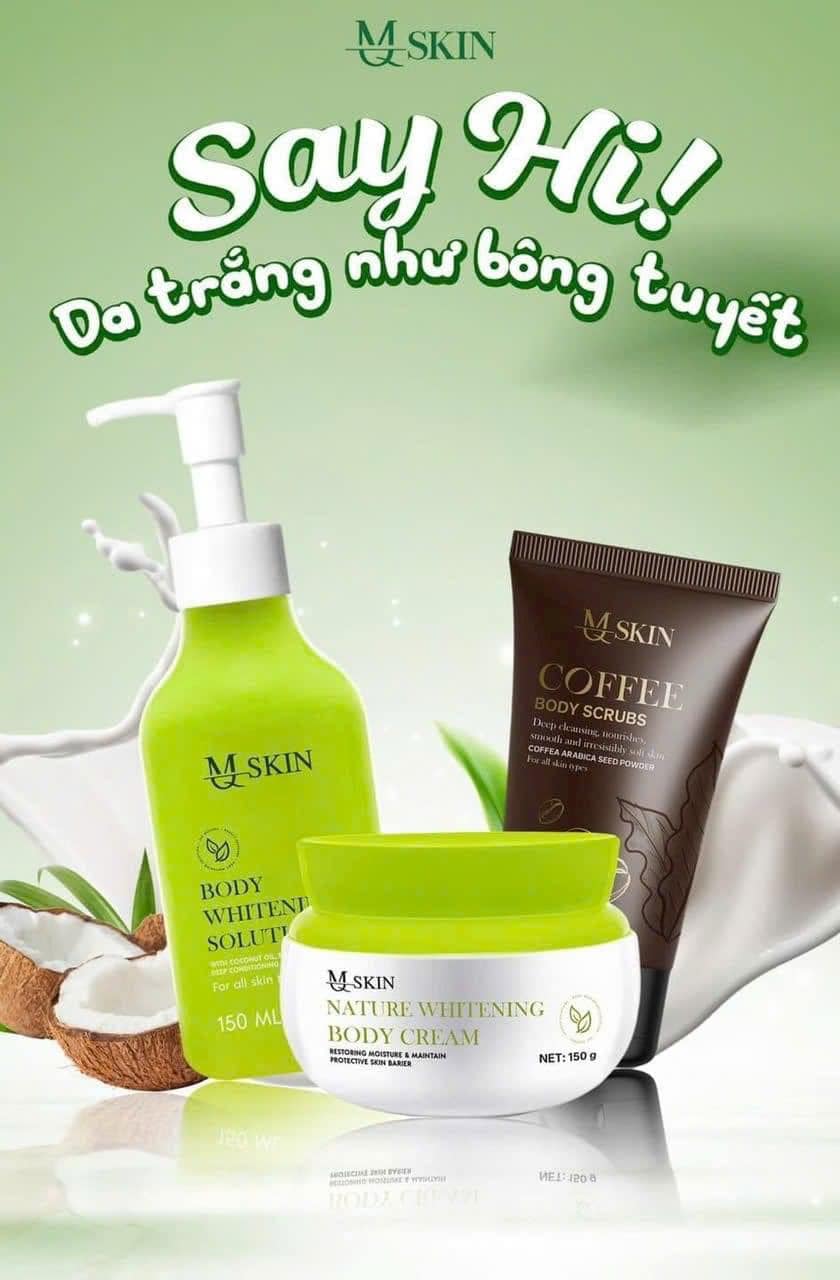 Combo Kem Ủ Trắng và Kem Body Dưỡng Trắng Sữa Dừa MQ Skin Nature Whitening Body