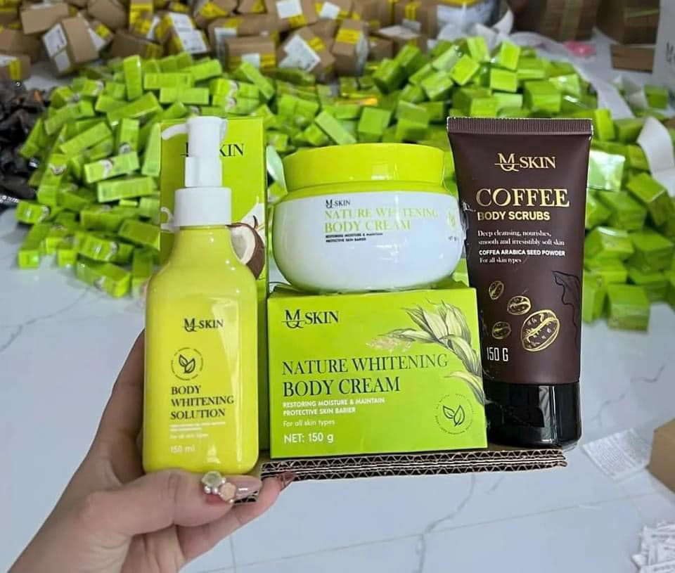 Combo Kem Ủ Trắng và Kem Body Dưỡng Trắng Sữa Dừa MQ Skin Nature Whitening Body