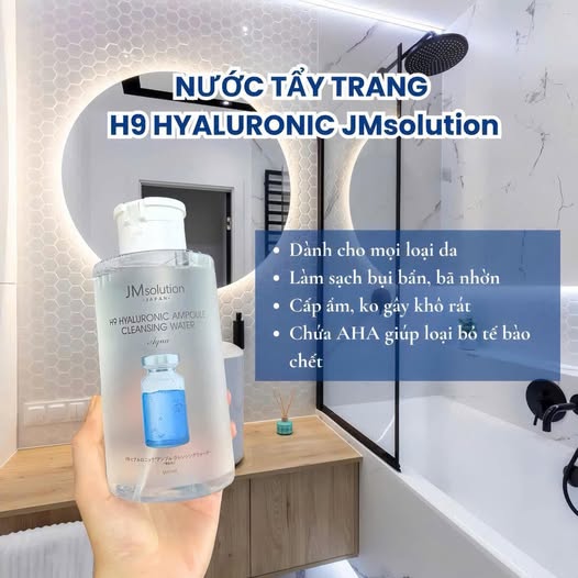 Nước Tẩy Trang Dịu Nhẹ JM Solution H9 Hyaluronic Ampoule Cleansing Water Aqua 850ml