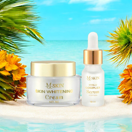 Combo Kem Face Nhân Sâm Ban Ngày MQ Skin Whitening Cream + Serum Hyalu Complex