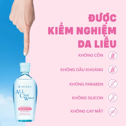 Nước Tẩy Trang SENKA All Clear Water Micellar Formula Bright Cấp Ẩm, Dưỡng Sáng Da