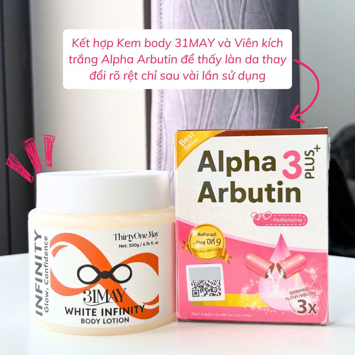 Combo Body Sáng Mịn – Kem Body 31May + Alpha Arbutin