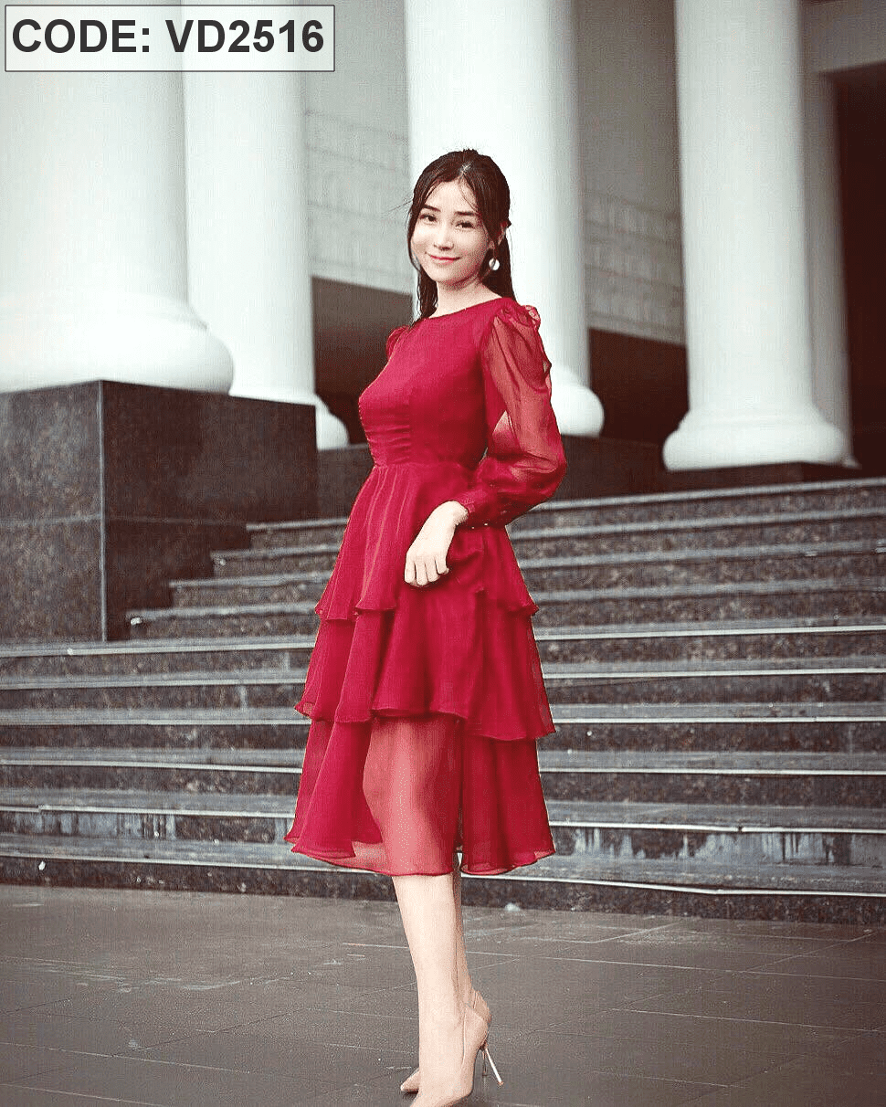 Đầm Voan Nữ Tay Dài Cao Cấp - ANNSHOP.VN