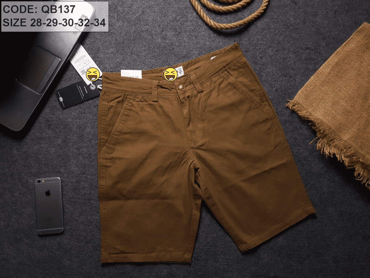 Quần short kaki nam quần lỡ P&B