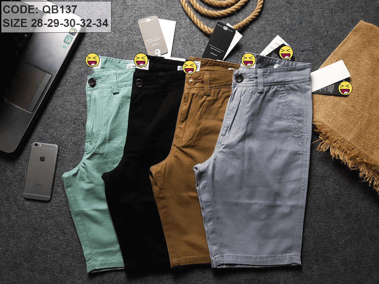 Quần short kaki nam quần lỡ P&B