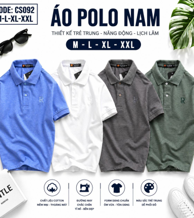 Áo Thun Nam Có Cổ Polo Thêu Chữ R - CS092