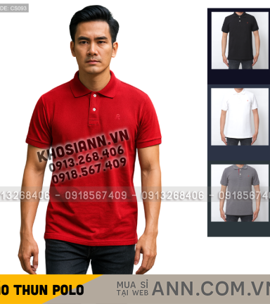 Áo thun nam cổ bẻ vải cá mập - CS093