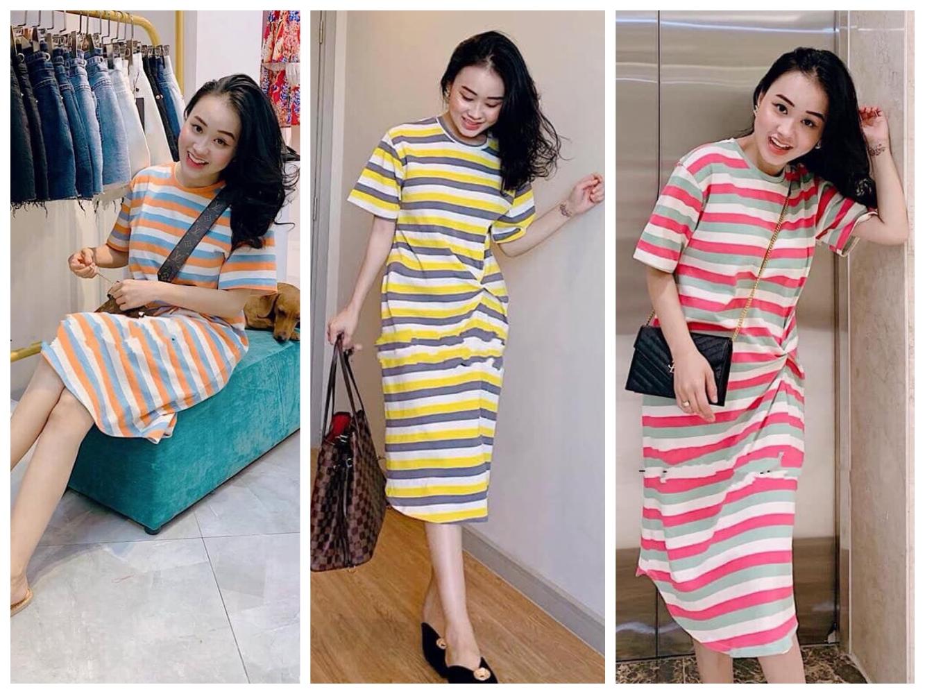 Lấy sỉ đầm thun sọc in cao cấp