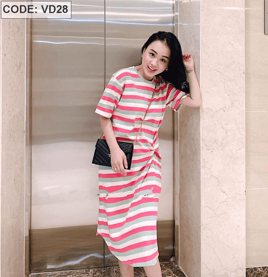 Lấy sỉ đầm thun sọc in cao cấp