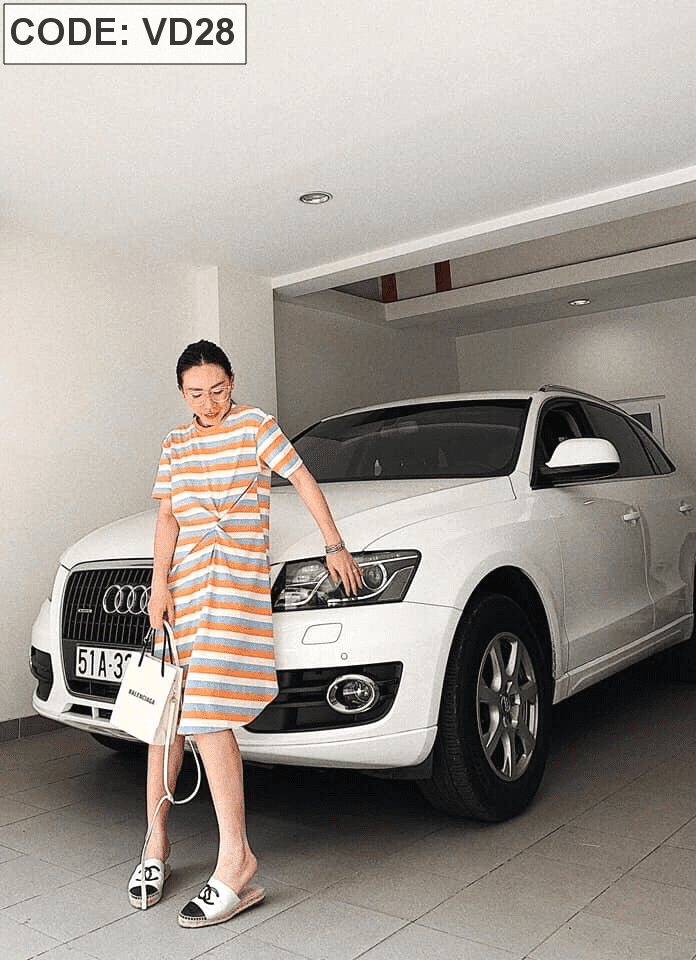 Lấy sỉ đầm thun sọc in cao cấp