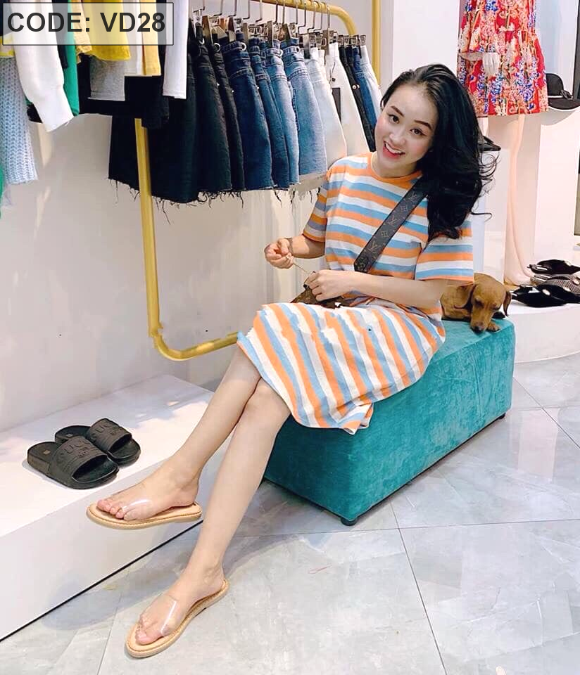 Lấy sỉ đầm thun sọc in cao cấp