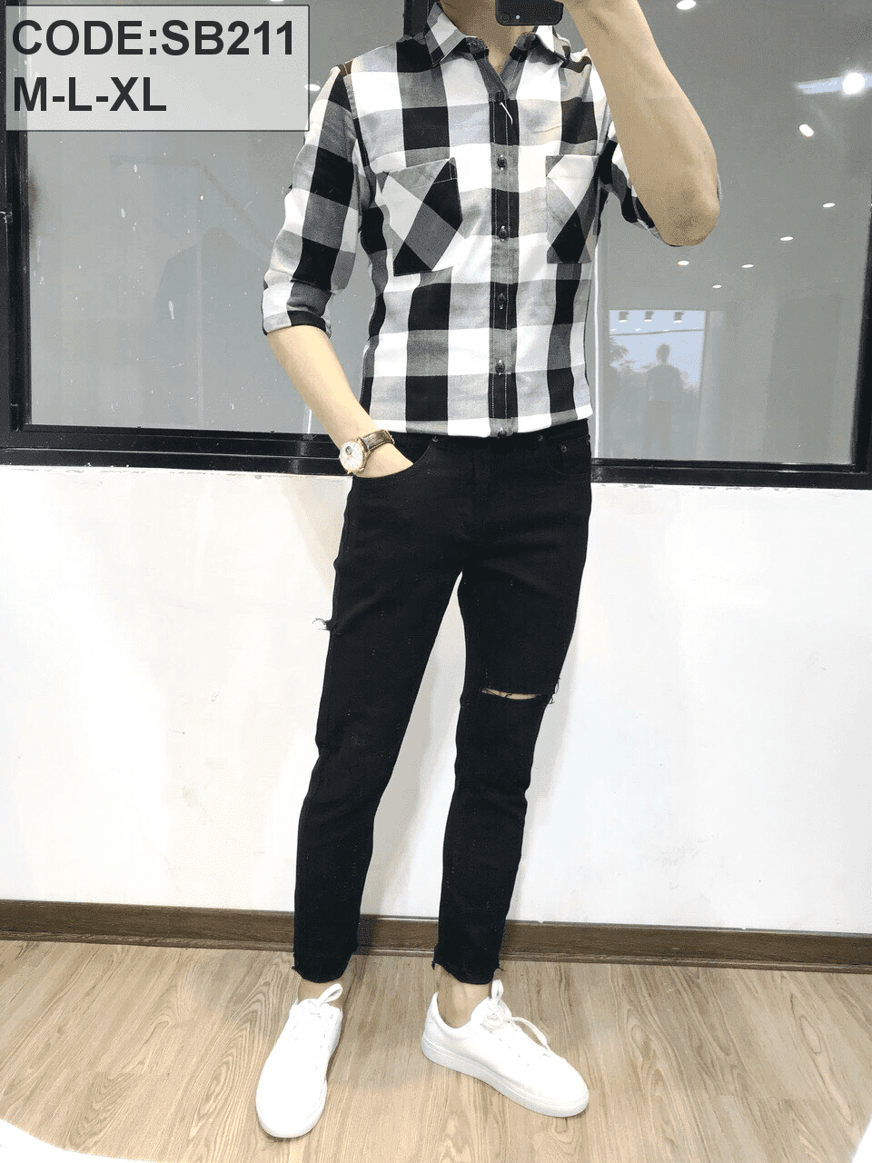 Bỏ sỉ sơ mi sọc to nam 2 màu