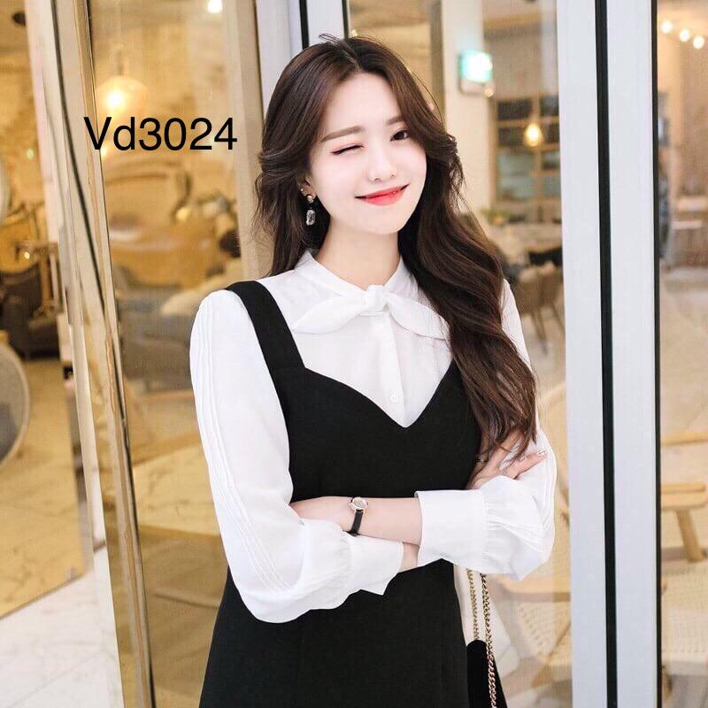 Sỉ set áo sơ mi kèm yếm đen