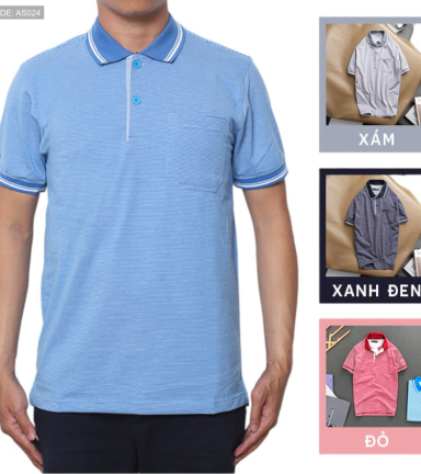 Áo Thun Polo Sọc Nam Cổ Bẻ Có Túi - AS024