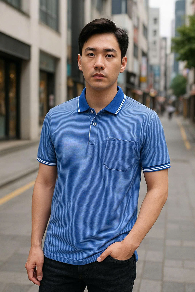 Áo Thun Polo Sọc Nam Cổ Bẻ Có Túi 14 Áo Thun Polo Sọc Nam Cổ Bẻ Có Túi