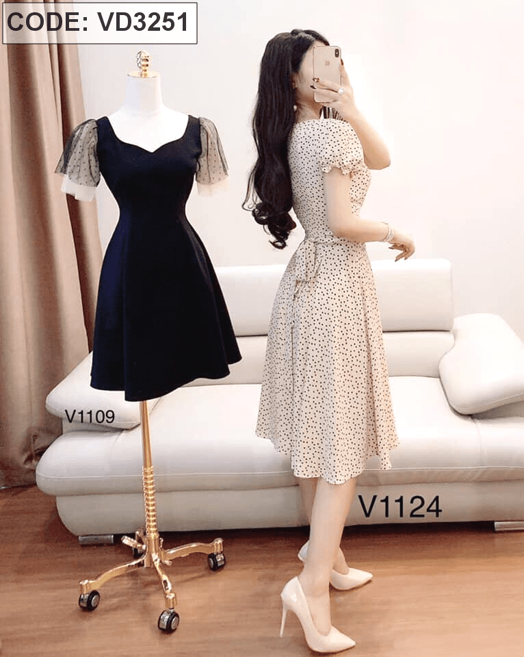 Mua Váy Đũi Tay Lỡ Dáng Suông From Rộng Chất Đũi Hoạ Tiết Chấm Bi Đũi Việt  Dv180  M tại ĐŨI VIỆT Official
