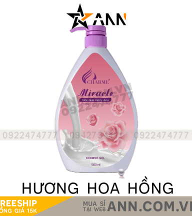 Sữa Tắm Nước Hoa Charme Miracle 1000ml Hương Hoa Hồng - 8936194690234