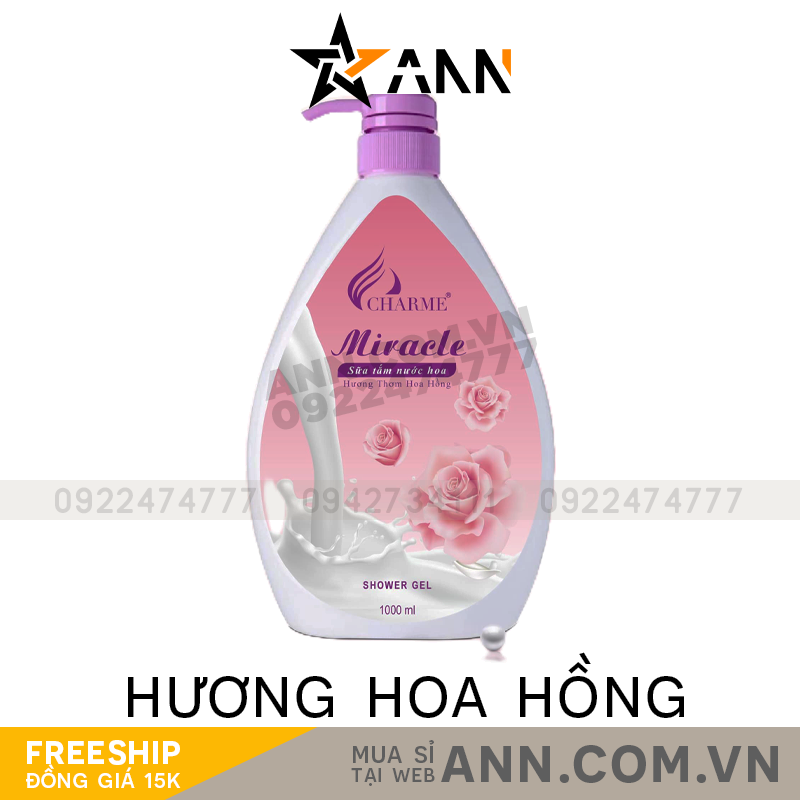 8936194690234.png Sữa Tắm Nước Hoa Charme Miracle 1000ml Hương Hoa Hồng - 8936194690234