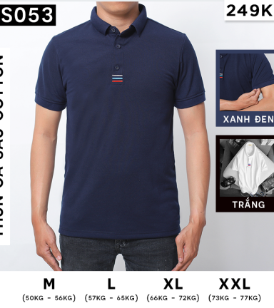 Áo thun nam cổ polo thêu 3 sọc đỏ xanh( giá mới) - CS053