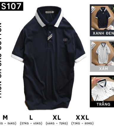 Áo Thun Nam Tay Ngắn Cổ Bẻ Viển Bo - CS107