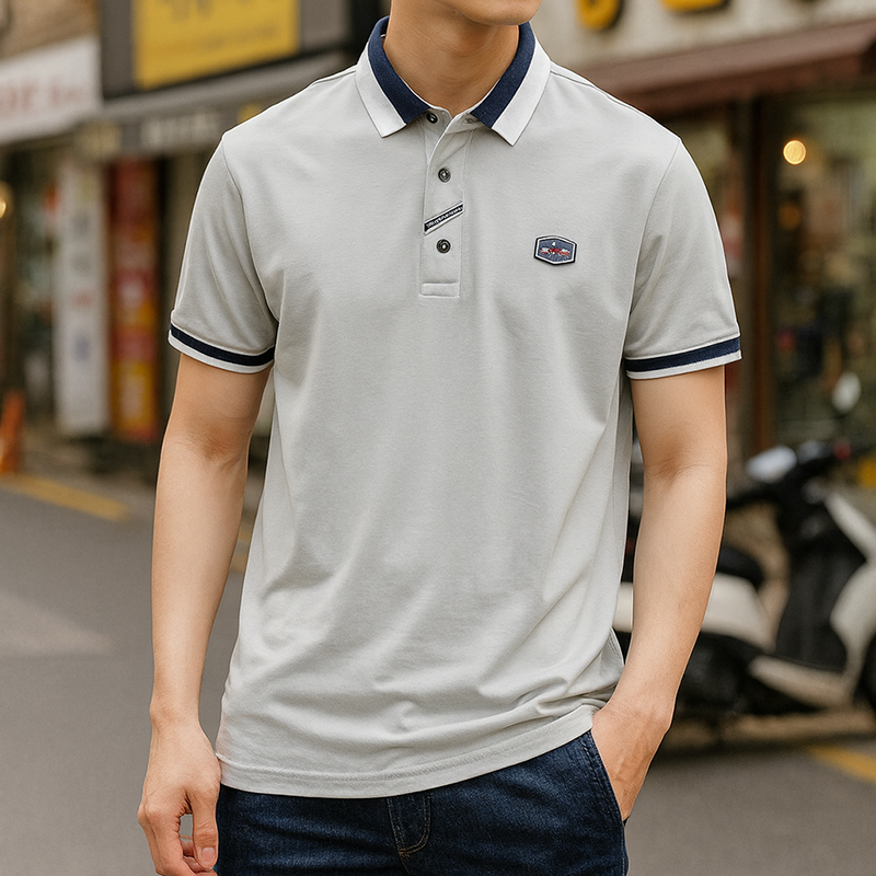 Áo Thun Nam Tay Ngắn Cổ Bẻ Viển Bo 12 Áo Thun Nam Tay Ngắn Cổ Bẻ Viển Bo