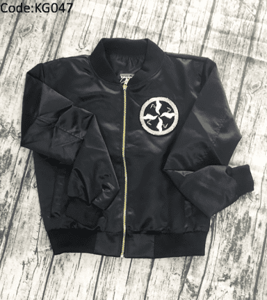 Áo khoác nữ Bomber thêu logo tròn chim hạc kết kim sa