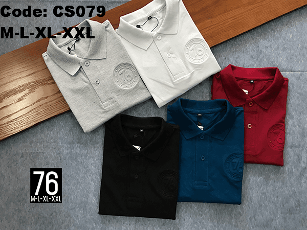 Áo thun nam vải cá mập dập nổi số 76 - CS079