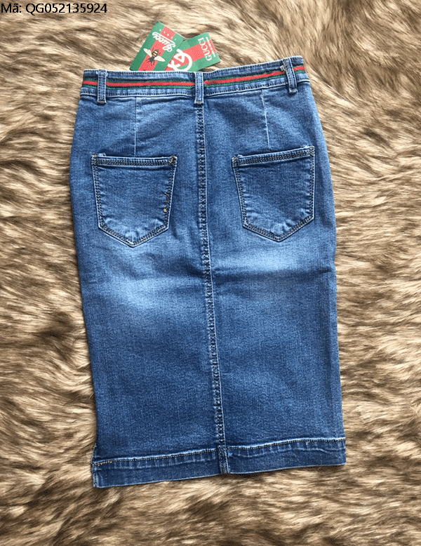 Chân Váy Dáng Suông Nữ Jeans Dài 2 Túi Vuông | FM Style