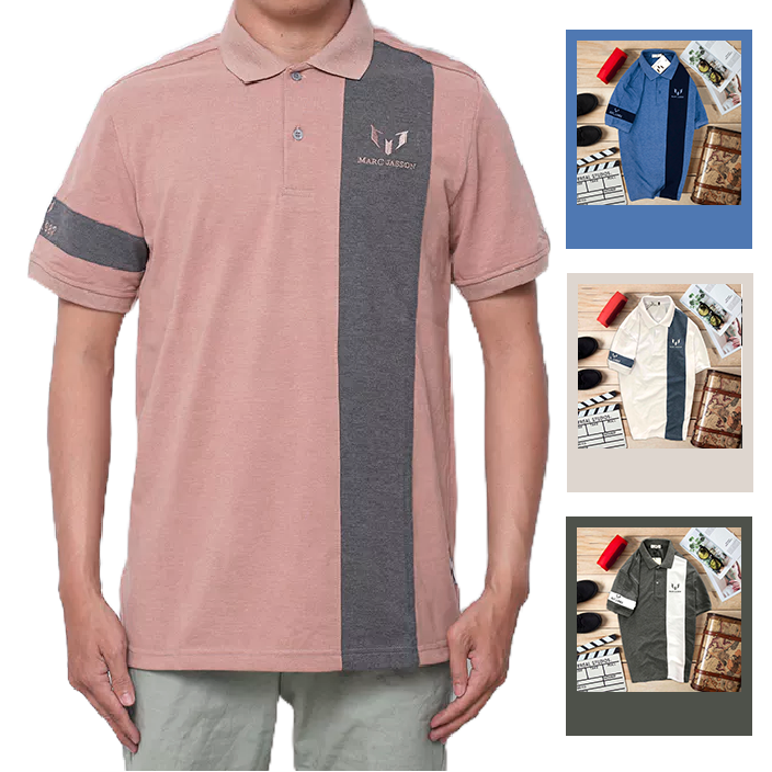 cs127.png Áo Thun Cá Sấu Nam Có Cổ Phối Marc Jasson - CS127