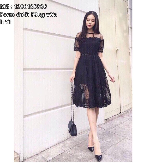 2663 - Váy đầm ôm pha ren màu đen
