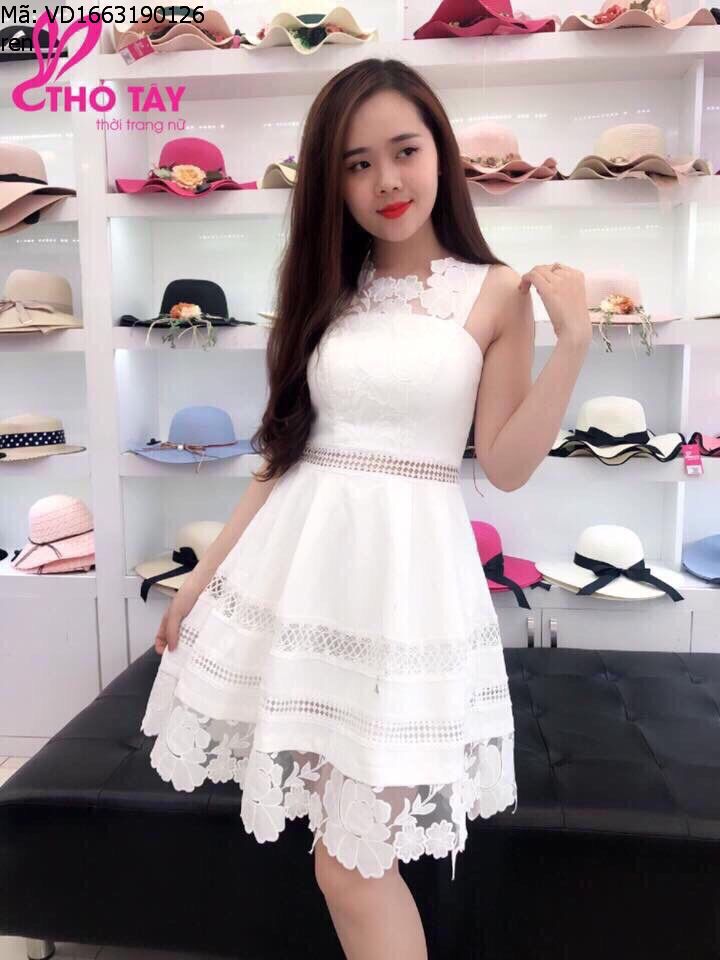 Đầm váy ren hai dây thiết kế màu trắng dự tiệc sang trọng  De La Rosa   Shopee Việt Nam