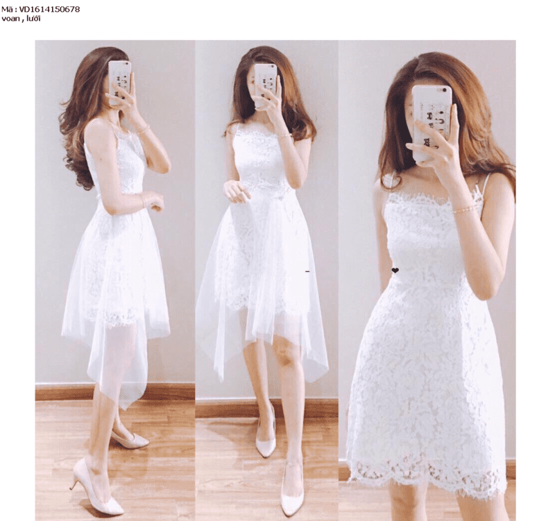 Váy ngủ 2 dây trắng hoa nhí xinh xắn dễ thương TK3957 - Happyshop