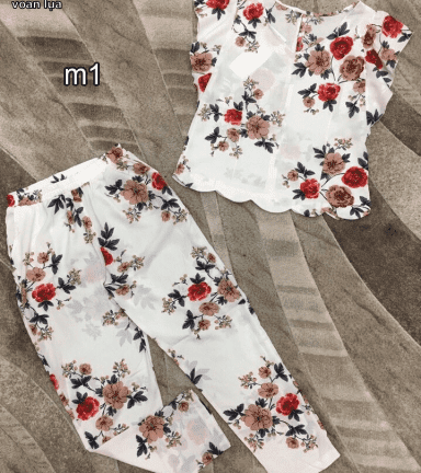 Đồ Bộ Nữ Giá Sỉ Quần Dài Tay Cánh Tiên In Hoa - Annshop.Vn