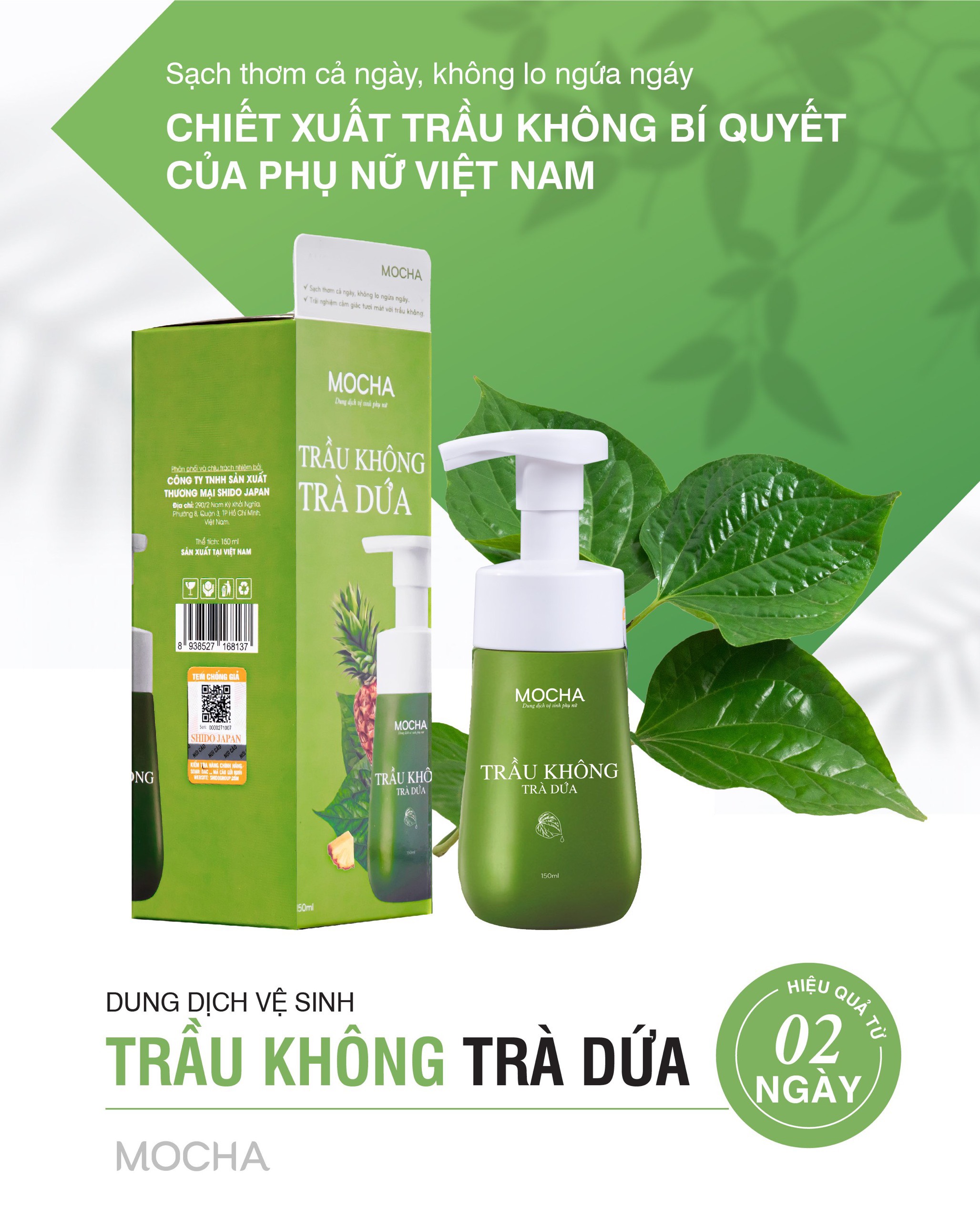 Dung dich vệ sinh trầu không trà dứa Mocha chính hãng