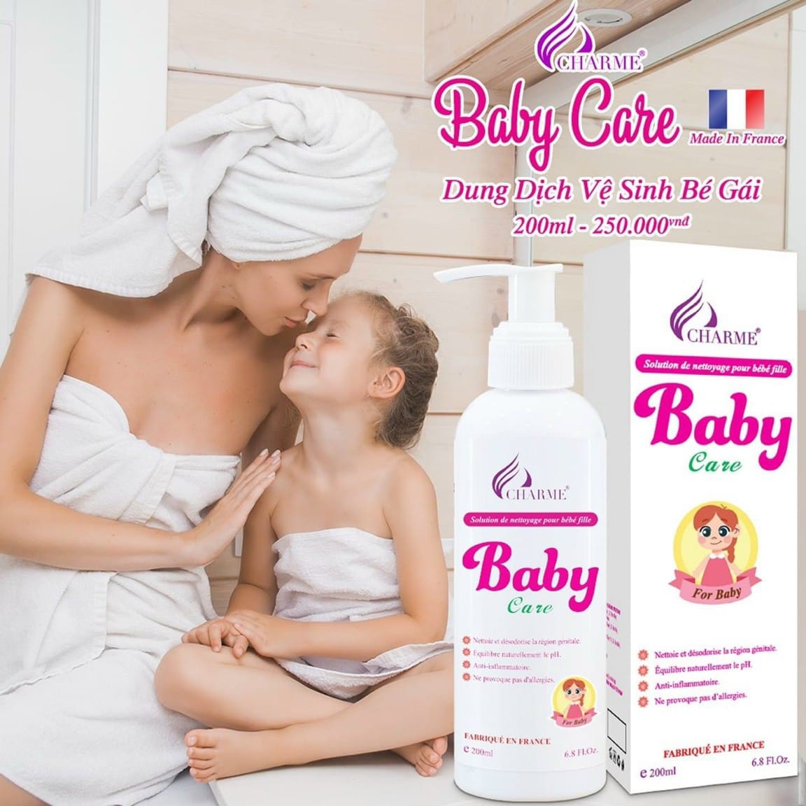 Dung dịch vệ sinh bé gái Baby Care charme chính hãng