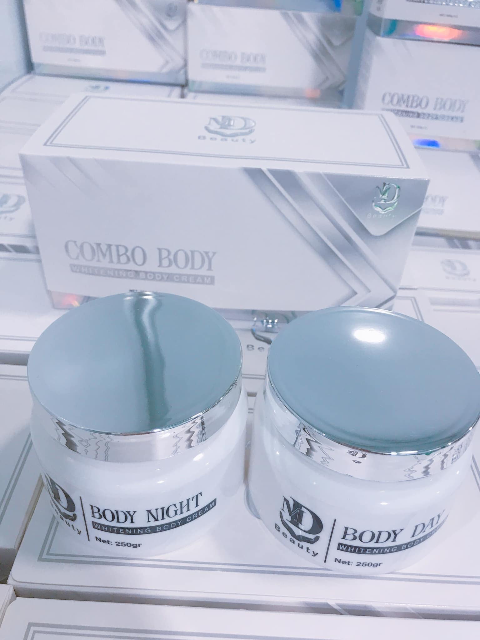 Combo 2 hủ kem body trắng da ngày đêm MD Beauty chính hãng