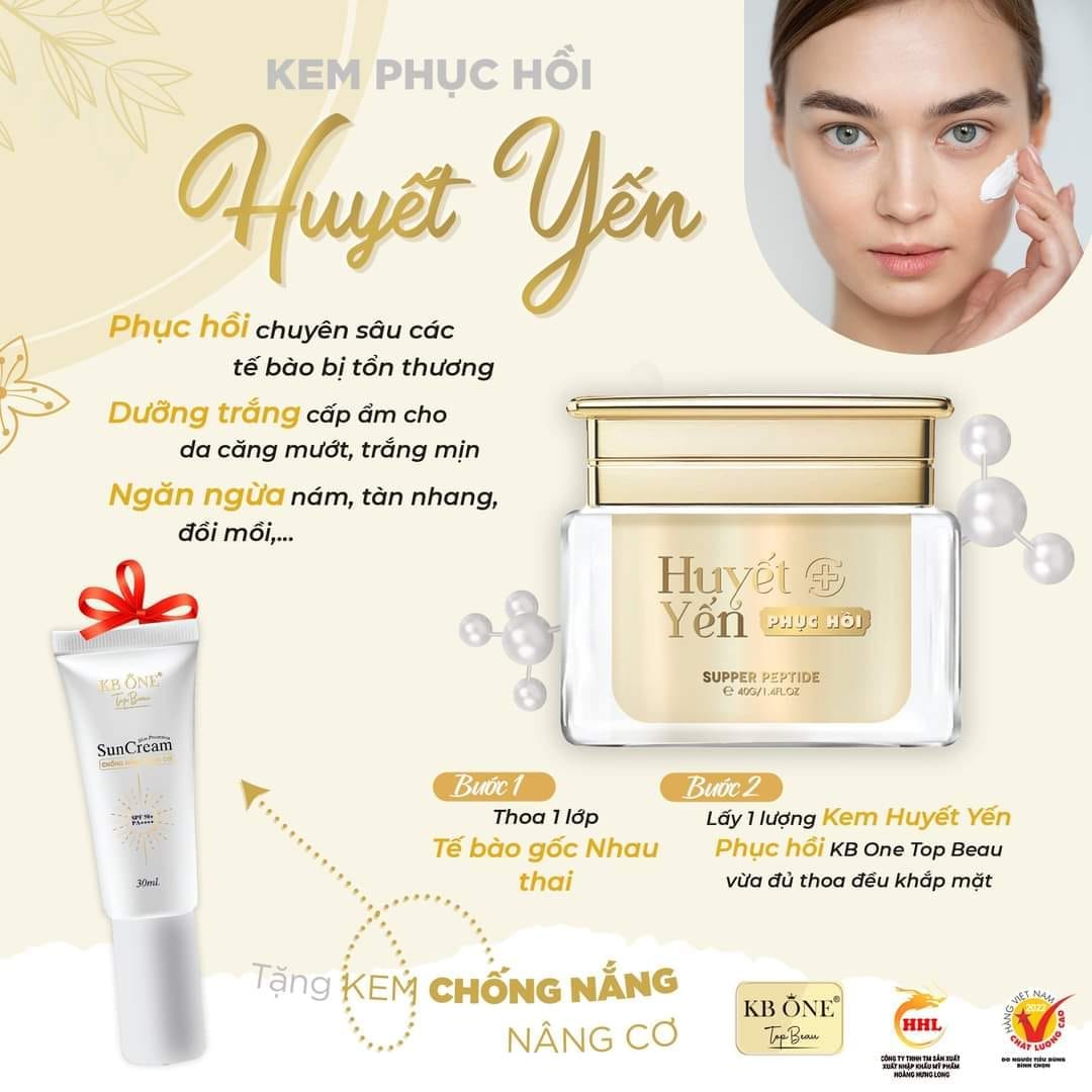 Nâng Niu Và Chăm Sóc Da Với Kem Dưỡng Huyết Yến Phục Hồi KB One 2 Nâng Niu Và Chăm Sóc Da Với Kem Dưỡng Huyết Yến Phục Hồi KB One