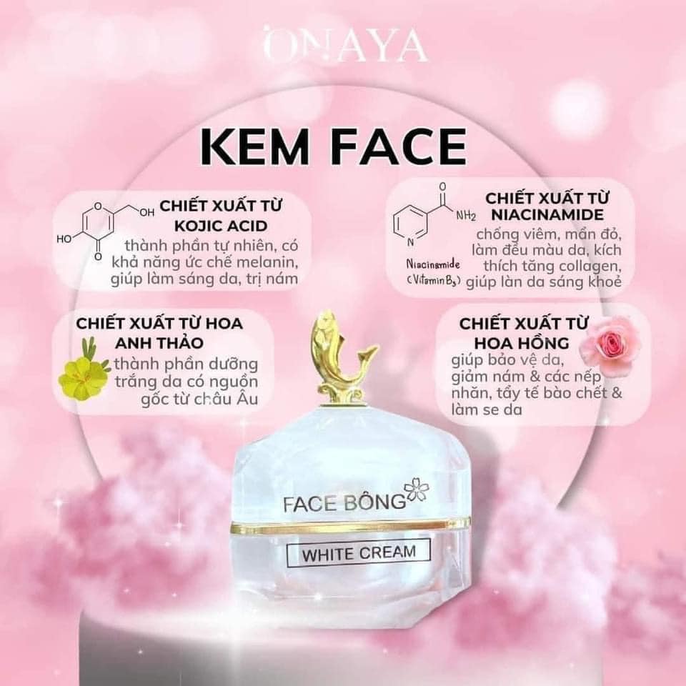 Kem Face Bông ONAYA Dưỡng Trắng Da Ngăn Ngừa Nám