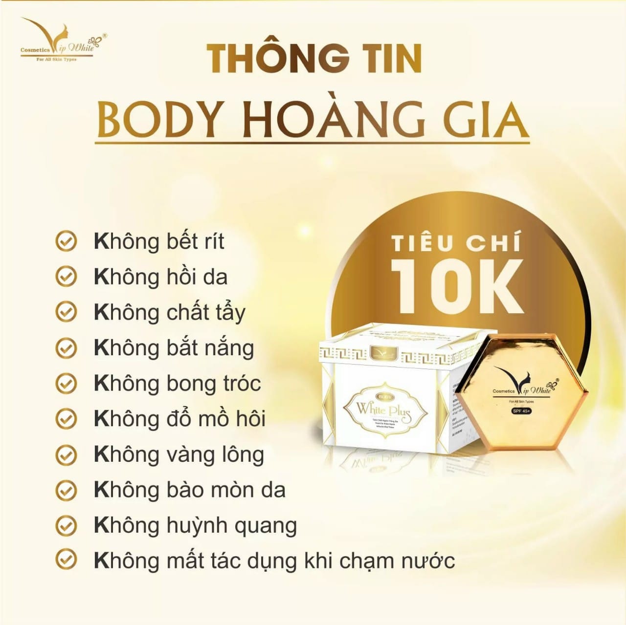 Kem Body Hoàng Gia Vip White - Làn Da Đẹp Sang Chuẩn Quý Tộc