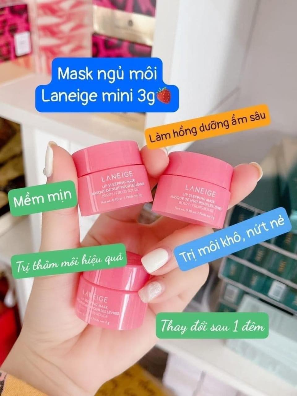 Mặt Nạ Ngủ Môi Laneige Mini 3g Hương Quả Mọng Dâu Tây