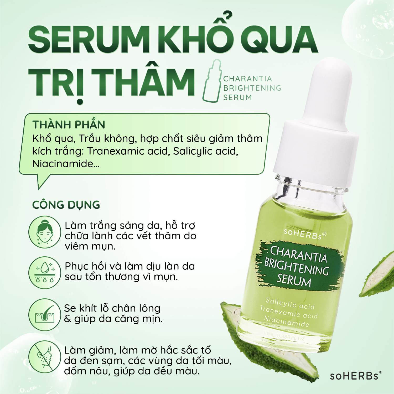 Serum Mờ Thâm Khổ qua dưỡng da sáng trắng mịn hồng hào