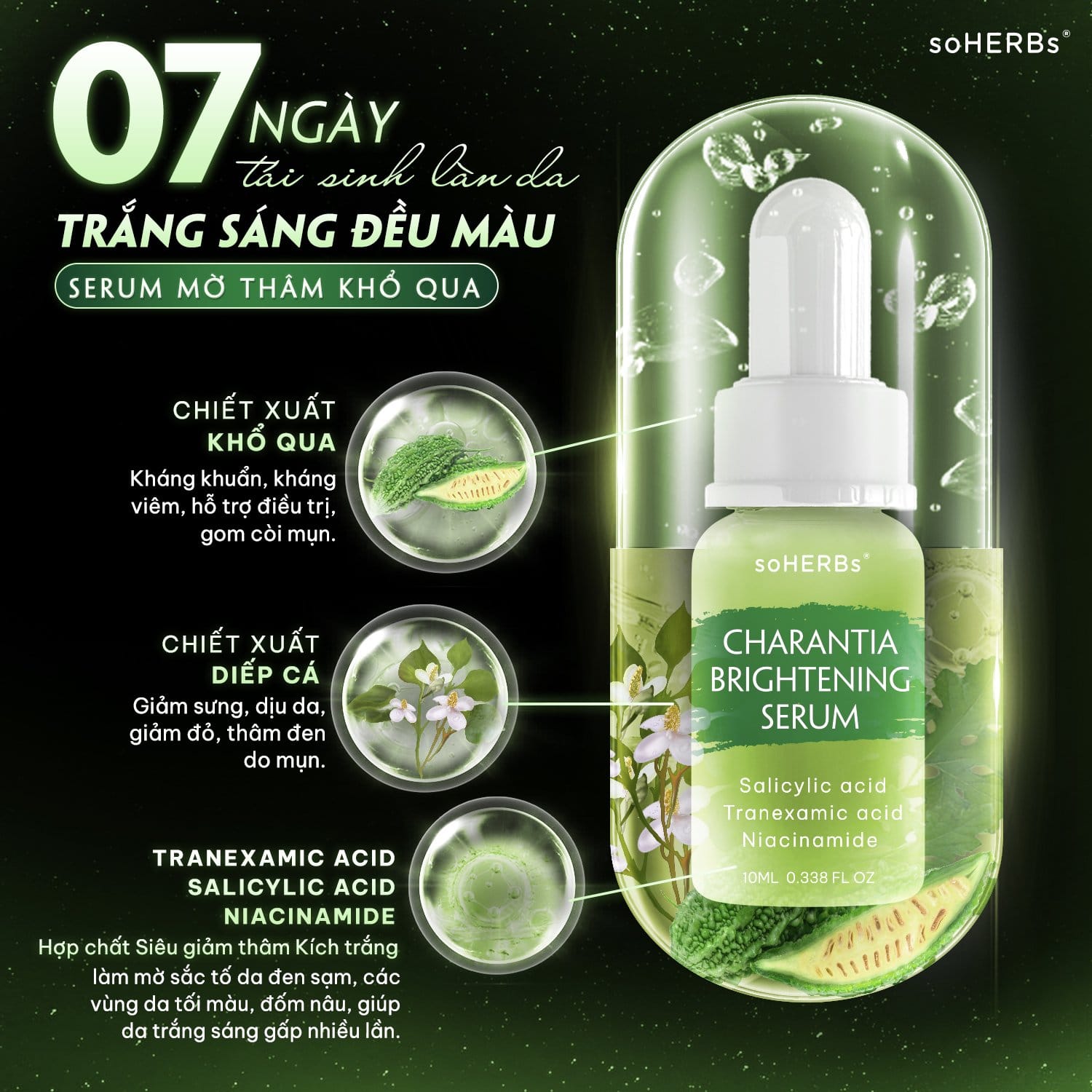 Serum Mờ Thâm Khổ qua dưỡng da sáng trắng mịn hồng hào