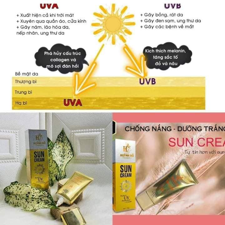 Kem chống nắng Huỳnh Đỗ SPF 50+ PA +++ kem chống nắng làm trắng da có thể thay kem lót luôn nha