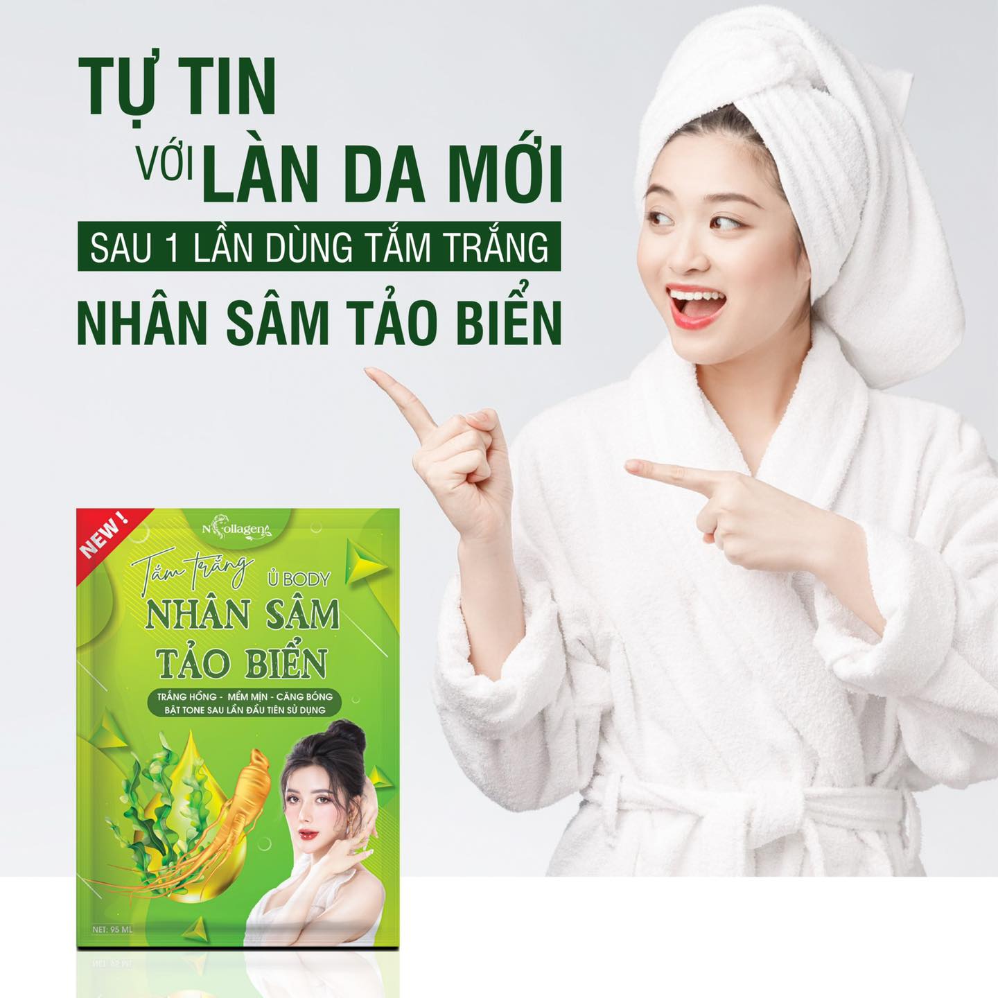 Người đẹp nhờ lụa da trắng là nhờ Set tắm trắng Nhân Sâm Tảo Biển