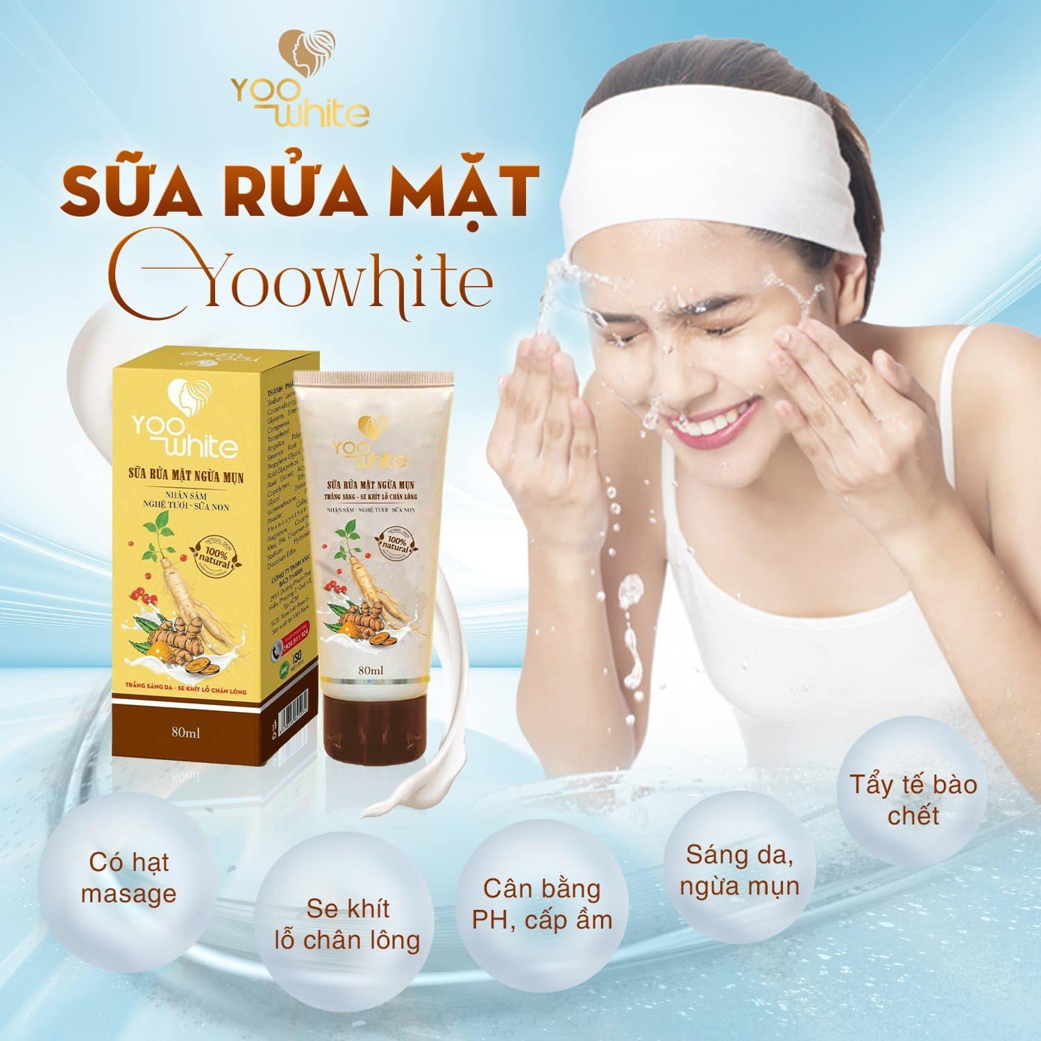 Rửa mặt thật sạch cùng sữa rửa mặt ngừa mụn nhà Yoo White nhé