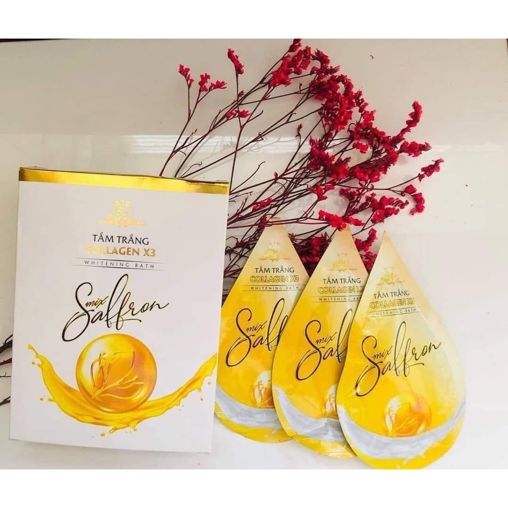 Tắm trắng Collagen X3 Luxury Mix Saffron Đông Anh - Hộp 3 Gói