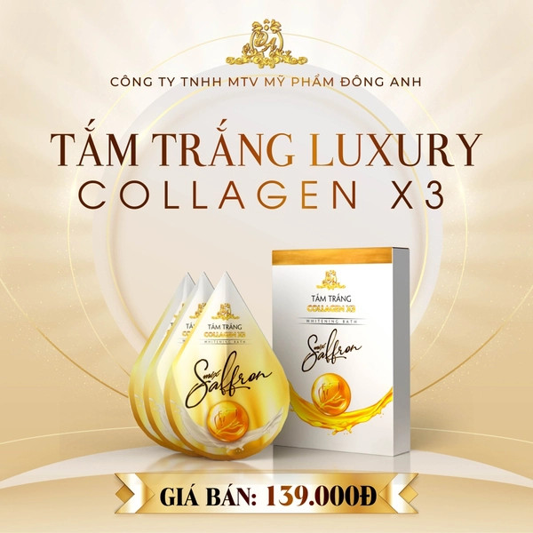 Tắm trắng Collagen X3 Luxury Mix Saffron Đông Anh - Hộp 3 Gói