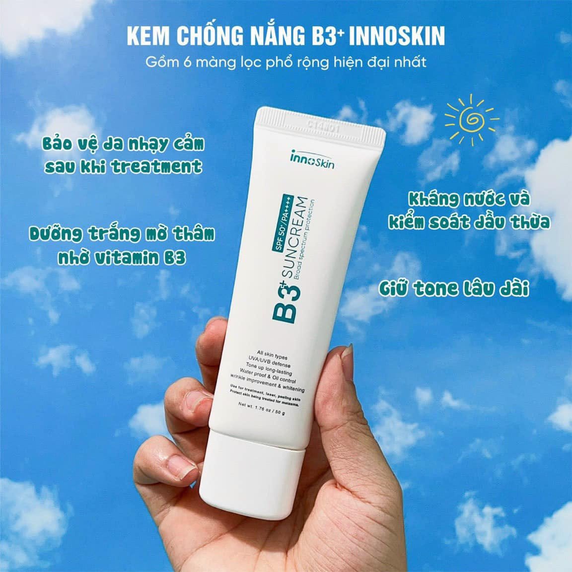 Siêu phẩm kem chống B3+ innoskin với 6 màng lọc tân tiến nhất